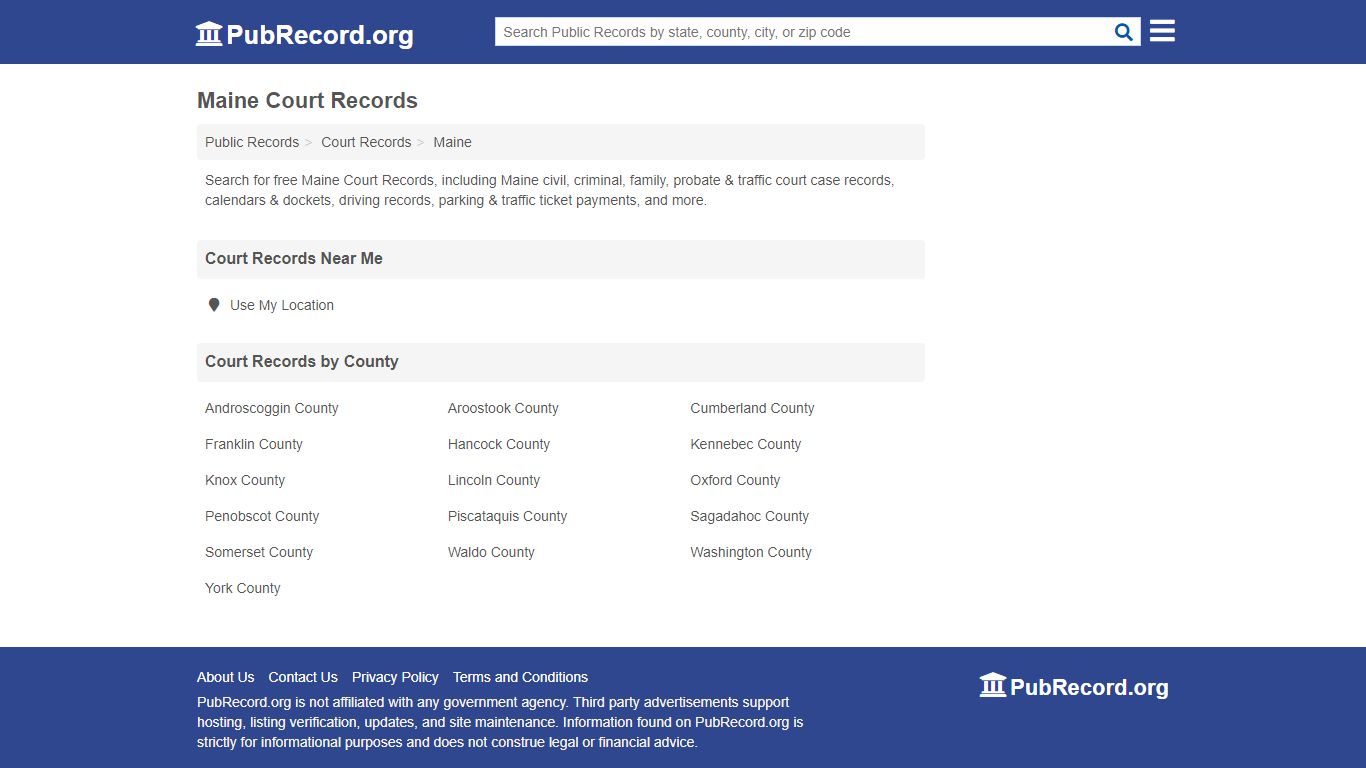 Free Maine Court Records - PubRecord.org